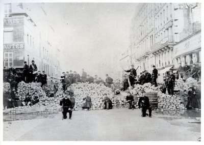 Barricade on Rue de Charonne during the Paris Commune, 18th March 1871 by French Photographer